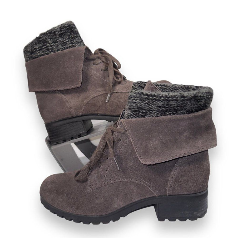Lucky Brand Heylie Suede Combat Boots Brown / Grey Women's 6.5M